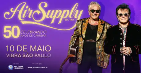 Air Supply comemorando 50 anos de carreira em apresentação no Brasil