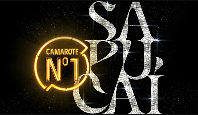 Camarote Nº1 na Sapucaí durante o Carnaval 2026, com vista privilegiada dos desfiles de samba