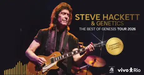 Steve Hackett se apresentando ao vivo durante a turnê The Best Of Genesis Tour 2026