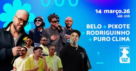 Belo, Pixote, Rodriguinho e Puro Clima se apresentando em evento de pagode em São Bernardo do Campo