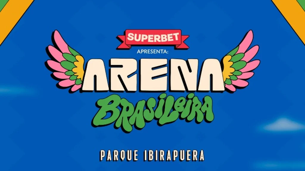 Arena Brasileira no Parque Ibirapuera com fãs assistindo aos jogos e shows ao vivo.