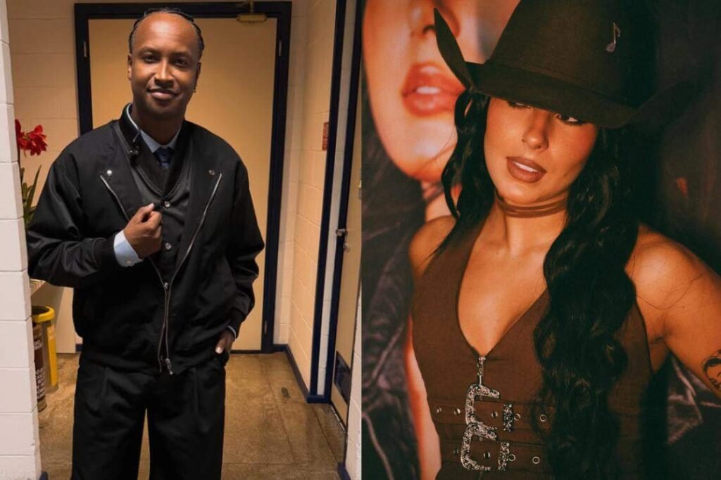 Thiaguinho, Ana Castela e Veigh se apresentando em Itanhaém