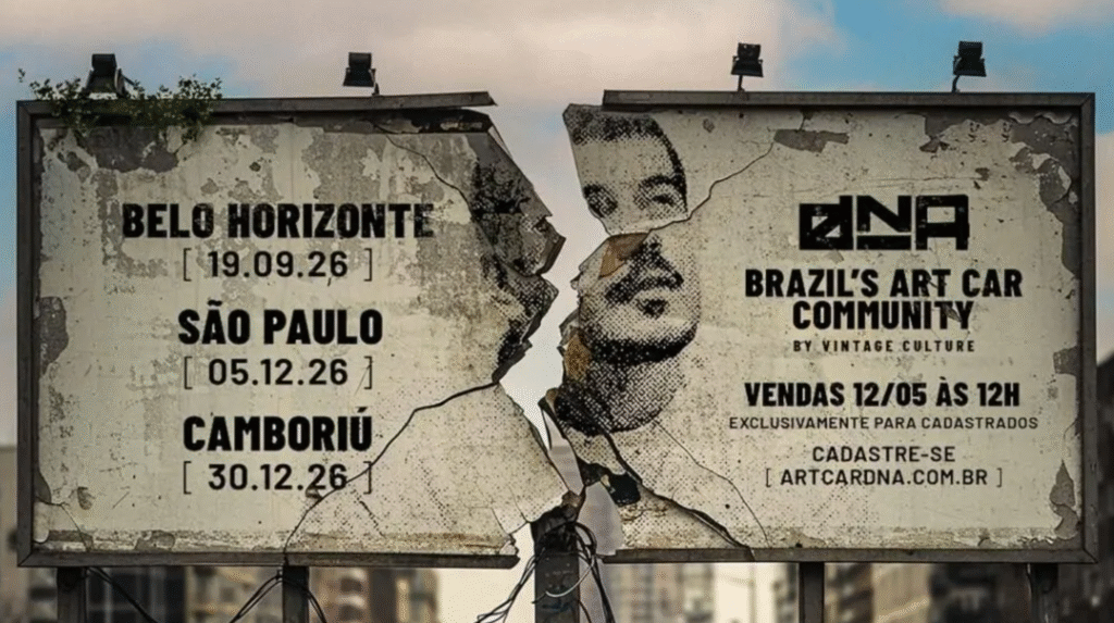 Imagem de Vintage Culture apresentando o DNA Art Car em evento em Belo Horizonte com arte e música eletrônica.