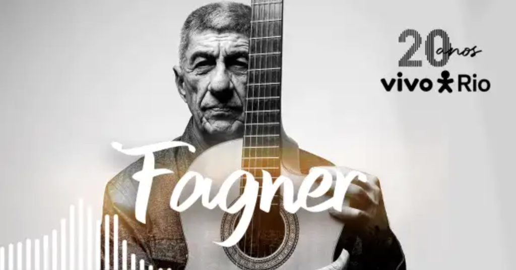 Fagner se apresentando no Vivo Rio, Rio de Janeiro, durante seu show em 23 de maio de 2026.
