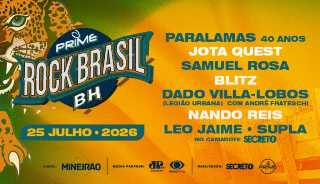Festival Prime Rock Brasil BH 2026 com grandes ícones do rock nacional