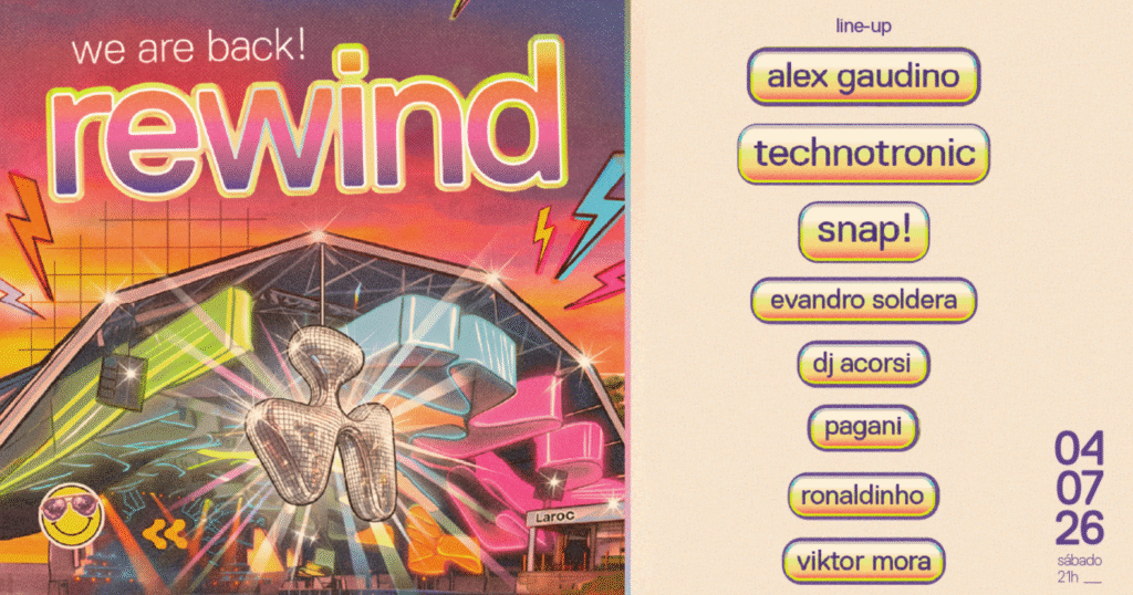 Rewind Laroc 2026 festa de dance music em Valinhos SP