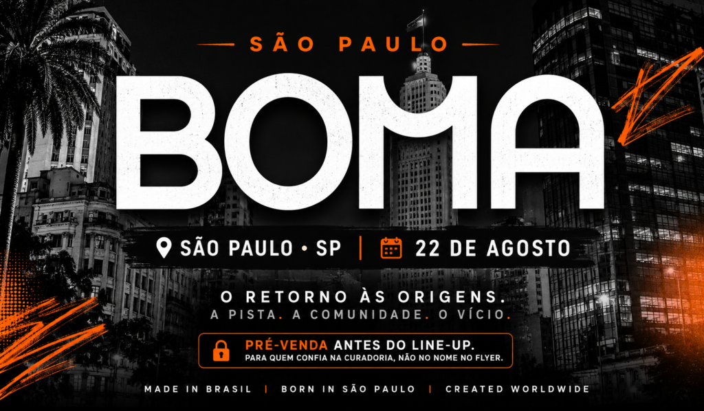 Arte oficial da BOMA anunciando retorno para São Paulo em 2026