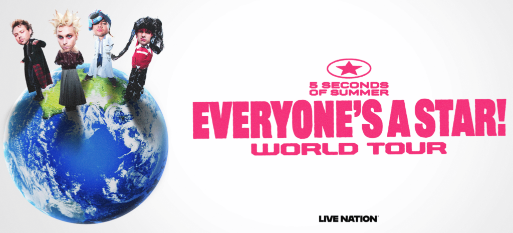 5 Seconds of Summer se apresentando ao vivo em São Paulo e Belo Horizonte durante a EVERYONE'S A STAR! WORLD TOUR em setembro de 2026