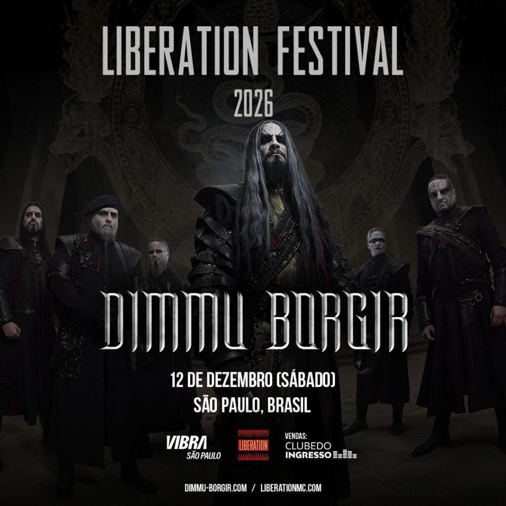 Cartaz do Liberation Festival 2026 com destaque para a banda Dimmu Borgir