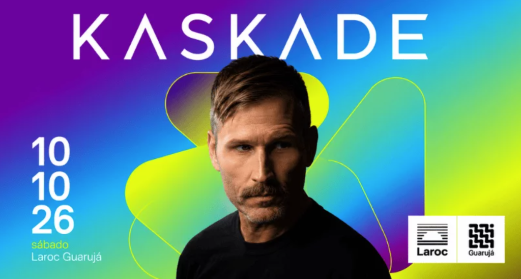 Kaskade durante divulgação do show no Laroc Guarujá em 2026.