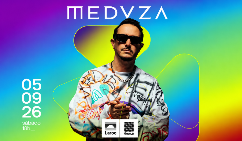 Meduza se apresenta no Laroc Guarujá em 5 de setembro de 2026. Ingressos disponíveis para o evento na praia de Iporanga, Guarujá, SP.